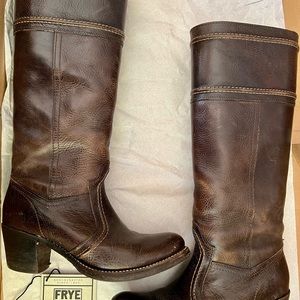 Frye Jane Leather Heel Boot, Women’s 8, Brown, Pre Owned
